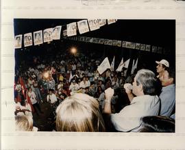Comício da candidatura Valdi Camarcio (PT) na Vila Brasília nas eleições de 1996 (Goiânia-GO, 1 a...