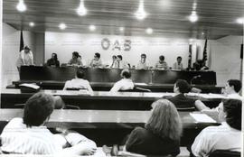 Ato na OAB pela investigação dos assassinatos de José Luís e Rosa Sundermann (São Paulo, [1994-1998?]). / Crédito: Autoria desconhecida.
