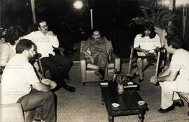 Lula e Luiz Eduardo recebidos pelo comandante Reve Nunẽz (Nicarágua, jul. 1984). / Crédito: Autor...