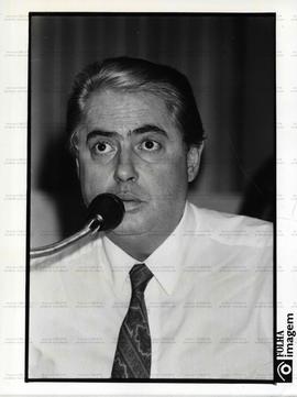 Retrato de Barros Munhoz (PTB) (Local desconhecido, 15 ago. 1989). / Crédito: Juvenal Ferreira/Fo...