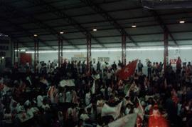 Ato com movimentos populares em apoio à candidatura “Erundina Prefeitura” (PT), realizada na Quadra dos Bancários nas eleições de 1996 (São Paulo-SP, 31 ago. 1996). / Crédito: Carlos Mercuri