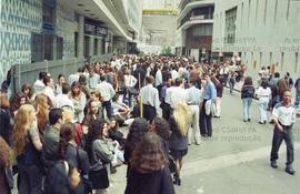 Greve dos bancários em São Paulo (São Paulo-SP, 1998). Crédito: Vera Jursys