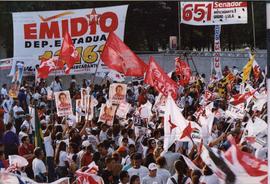Comício da candidatura &quot;Lula Presidente&quot; (PT) nas eleições de 2002, no Anhembí (São Pau...