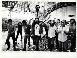 Assembleia das eleições no Sindicato dos Bancários de São Paulo (São Paulo-SP, 1982). / Crédito: Jesus Carlos.