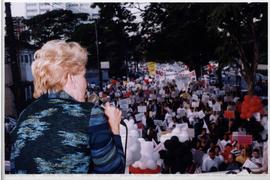Manifestação dos bancários contra a privatização do Banespa (São Paulo-SP, [20 nov. 2000]). / Crédito: Autoria desconhecida
