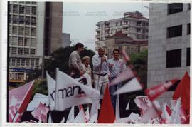 Ato da candidatura &quot;Marta Prefeita&quot; (PT) nas eleições de 2000 (São Paulo-SP, 2000). / Crédito: Autoria desconhecida