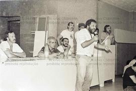Assembleia do Sindicato dos Metalúrgicos de Santo André (Santo André-SP, 08 abr. 1985). Crédito: ...