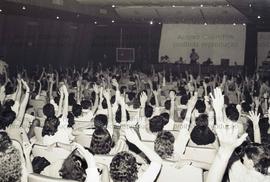 Assembleia do Sindicato dos Médicos de São Paulo ([São Paulo-SP?], 30 out. 1985). Crédito: Vera Jursys
