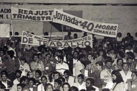 Ato da Jornada Internacional Contra a Dívida Externa, organizado pela CUT e CGT (São Paulo-SP, 23 out. 1985). Crédito: Vera Jursys