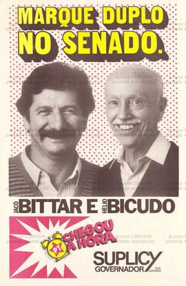 Marque duplo no Senado, Jacó Bittar e Helio Bicudo. Chegou a Hora . (1986, São Paulo (SP)).