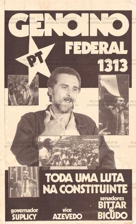 Genoino Federal 1313. Toda uma luta na Constituinte. (1986, São Paulo (SP)).