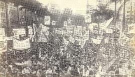 Comício da candidatura “Lula Presidente” (PT) na praça da Sé nas eleições de 1989 (São Paulo-SP, 17 set. 1989). / Crédito: Autoria desconhecida