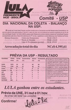 Dia Nacional da coleta – Balanço na USP. (24 out. a 01 nov. 1989, São Paulo (SP)).