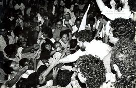 Comício da candidatura “Lula Presidente” (PT) realizado no Jabaquara nas eleições de 1989 (Jabaquara-BA, 24 jun. 1989). / Crédito: Diosdete Ferreira