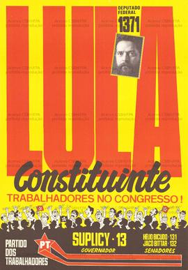 Deputado Federal Lula 1371. Constituinte, trabalhadores no Congresso. (1986, São Paulo (SP)).