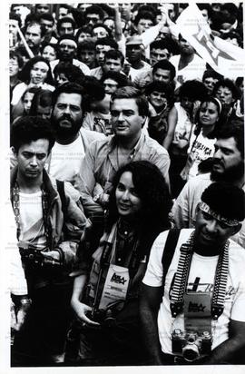 Último comício do primeiro turno na praça da Sé da campanha Lula presidente nas eleições de 1989 ...