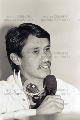 Reunião Sindical Internacional Contra o Pagamento da Dívida Externa (Cajamar-SP, 16 ago. 1986). C...
