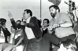Comício da candidatura “Lula Presidente” (PT) nas eleições de 1989 (Mauá-SP, 13 jul. 1989). / Cré...