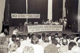 Ato dos metalúrgicos em campanha pela jornada de 40h semanais (São Caetano do Sul-SP, data descon...
