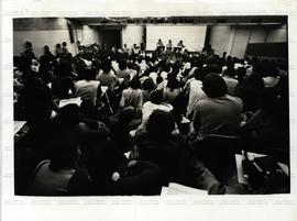 [Debate internacional realizado com Gonzalez e Faure, integrantes da FSLN?] (São Paulo-SP, mar. 1982). / Crédito: Autoria desconhecida.
