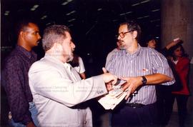 Coletiva de imprensa promovida pela candidatura “Lula Presidente” (PT) nas eleições de 1994 (Rio de Janeiro-RJ, 1994). / Crédito: Autoria desconhecida