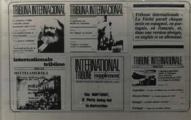 Reprodução de capas dos jornais Tribuna Internacional e Internationale Tribune (França?], 1983). ...