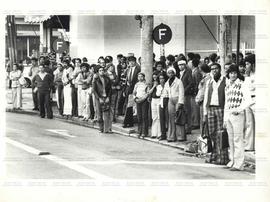 Greve dos motoristas e cobradores de ônibus da capital (São Paulo-SP, [2 mai. 1979?]). / Crédito:...