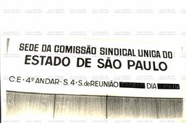 [Placa localizada no Sindicato dos Químicos de São Paulo antes da vitória da Oposição?] (São Paulo-SP, data desconhecida). / Crédito: Vera Lúcia.