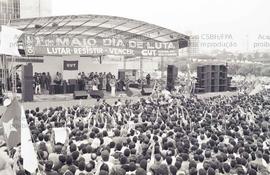 Ato do 1º de Maio, Dia do Trabalhador (São Bernardo do Campo-SP, 01 mai. 1990). Crédito: Vera Jursys