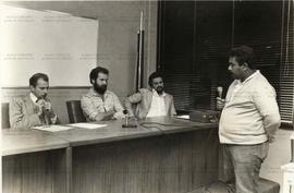 [Reunião não identificada] de funcionários do Banespa (Baneser) no sindicato (Local desconhecido, 28 jun. 1983). / Crédito: Nair Benedicto/Agência F4