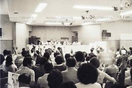 Assembleia dos metalúrgicos de Santo André (Santo André-SP, 17 mar. 1984). Crédito: Vera Jursys