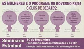 As mulheres e o Programa de Governo RS/94. (10 dez., Porto Alegre (RS)).
