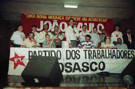 Ato e festa da candidatura “João Paulo Prefeito” (PT) nas eleições de 1996 (Osasco-SP, 1996). Crédito: Vera Jursys