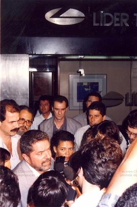 Coletiva de imprensa promovida pela candidatura “Lula Presidente” (PT) nas eleições de 1994 (Rio de Janeiro-RJ, 1994). / Crédito: Autoria desconhecida