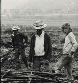 Registro de trabalhadores no corte de cana-de-açúcar (Santa Catariana, mar. 1985). / Crédito: Autoria desconhecida