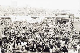 Ato do 1º de Maio, Dia do Trabalhador, na Vila Euclides (São Bernardo do Campo-SP, 01 mai. 1992). Crédito: Vera Jursys