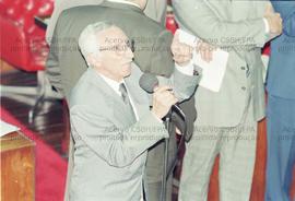 Campanha &ldquo;Contra a privatiza&ccedil;&atilde;o do Banespa&rdquo; (S&atilde;o Paulo-SP, [2000?]). Cr&eacute;dito: Vera Jursys