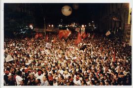 Ato do 1o. de Maio no Anhangabaú (São Paulo-SP, 1 mai. 1999). / Crédito: Alexandre Machado