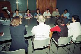 Reunião de negociação entre bancários e representantes do Unibanco (São Paulo-SP, 12 abr. 1996). ...