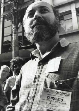 Retratos de chapas apresentadas à eleição do Sindicato dos Metalúrgicos de São Paulo (Local desconhecido, 9 jun. 1987). / Crédito: Luiz Luppi/Diário Popular.