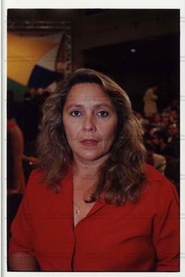 Retrato de Erika Kokai no evento na gravação de programa eleitoral da candidatura &quot;Lula Pres...