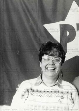 Retrato de Ângela Guadagnin nas eleições de 1990 (São Paulo, [1990?]). / Crédito: Autoria desconhecida.