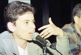 Palestra com MST organizada pelo Sindicato dos Bancários de São Paulo, Osasco e Região (Osasco-SP, 1996). Crédito: Vera Jursys