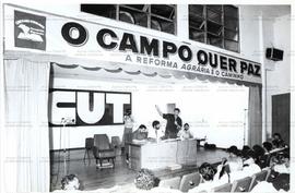 Seminário “O campo quer paz, a Reforma Agrária é o caminho” ([São Bernardo do Campo-SP?], mar. 1992). / Crédito: Douglas Mansur.