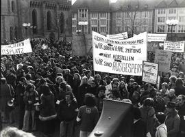 Manifestação de trabalhadores da imprensa (Alemanha, Data desconhecida). / Crédito: Arnd Weber.