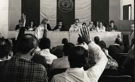 Reunião de sindicalistas no Sindicato dos Metalúrgicos de São Paulo (São Paulo-SP, 31 jul. 1979). / Crédito: Ennio Brauns Filho.