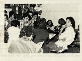Reunião da Diretoria da UNE que deveria discutir o CONEG (Local desconhecido, 12 mai. 1982). / Cr...