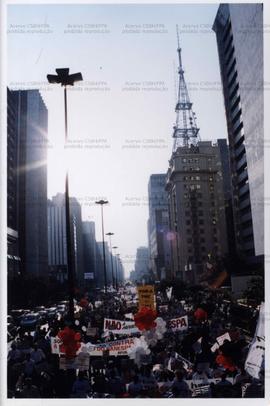 Ato de 1o. de Maio na Av. Paulista (São Paulo-SP, 1 mai. 2000). / Crédito: Autoria desconhecida