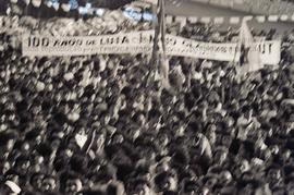 Ato do 1º de Maio, Dia do Trabalhador (São Bernardo do Campo-SP, 01 mai. 1989). Crédito: Vera Jursys