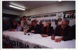Ato de apoio à candidatura &quot;Lula Presidente&quot; (PT) no Sindicato dos Metalúrgicos de Osasco, nas eleições de 2002 (Osasco-SP, 2002) / Crédito: Cesar Hideiti Ogata